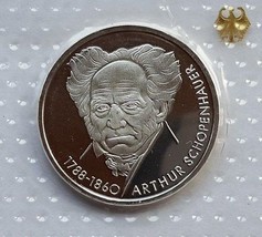 Germany 10 Mark Proof Silver Coin 1988 D Arthur Schopenhauer Mint Sealed - $46.36