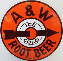 A&amp;W Root Beer New 12" Round Porcelain Metal Sign - $59.95