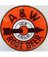 A&amp;W Root Beer New 12" Round Porcelain Metal Sign - $59.95