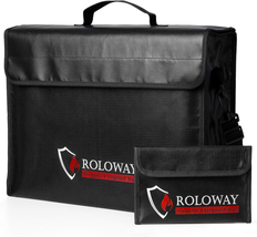 ROLOWAY Large Fireproof Bag, Fireproof Document Bags, Fireproof Money Bag, Water - £32.62 GBP