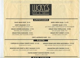 Lucky&#39;s Bar &amp; Grill Menu Stewarts Ferry Pike in Nashville Tennessee - £14.24 GBP
