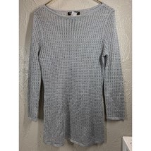Jones New York Pullover Sweater Gray Silver Loose Mesh Weave Long Sleeve... - $371.56 MXN