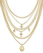 Thalia Sodi Womens Gold Tone Charm Layered Necklace 18Inch + 3Inch extender,Gold - £34.99 GBP