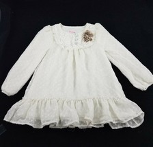 Nannette Baby Toddler Girls Off-White Dress Semi Sheer Overlay 4T - $24.61