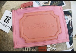 Givenchy Parfums Leather And Canvas Pink Zipper Pouch - £19.84 GBP