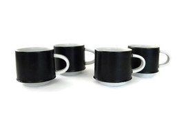 Vintage Contempo Frost Small Ceramic Coffee Cups, Black White Matte Fini... - $41.13