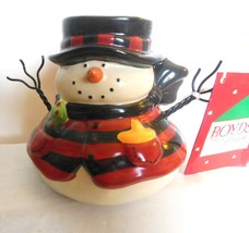 Mountain Pine Snowman Votive Holder Boyds Collectibles Ceramic and Wire 4&quot; - £10.96 GBP