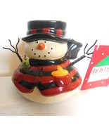 Mountain Pine Snowman Votive Holder Boyds Collectibles Ceramic and Wire 4&quot; - £10.92 GBP