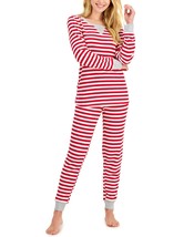 allbrand365 designer Womens Striped Waffle-Knit Pajama Set Red Stripe X-Small - £27.48 GBP