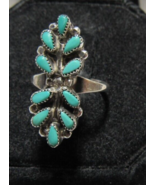 Vintage Sterling Silver Turquoise Ring Sz 5 Ladies 1&quot; Tall Zuni Petit Po... - $69.29