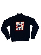 Crazy Horse Sweater Sm Womens Multicolor Long Sleeve Flags Knit Pullover  - £9.95 GBP