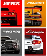 Modern Car Posters Classic Supercar Wall Art Prints, Cool, 8&quot;X10&quot; Unframed - £33.64 GBP