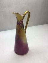 Vintage Small Wg Limoges Purple Pitcher France Hand Painted Floral Design - £87.68 GBP