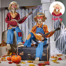 Luminous Halloween Skull Skeleton Decoration: Glowing Guitarist Skeletons - £24.35 GBP