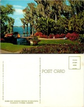 Florida Cypress Gardens Roses Azaleas Purple Pink Flowers Bridge Dress Postcard - £7.51 GBP