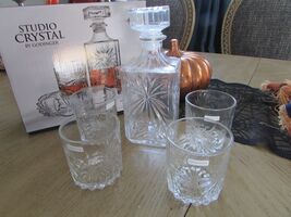 Godinger Studio Crystal Whiskey Set Decanter & 4 Old Fashioned Glasses NIB - $272.99 MXN Godinger Studio Crystal Whiskey Set Decanter & 4 Old Fashioned Glasses NIB - $272.99 MXN