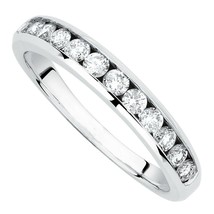 White Gold Plated Half Eternity Anniversary Wedding Ring Band Women&#39;s Day Gift - $75.26