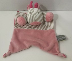 Blankets & Beyond small gray pink zebra baby security blanket lovey knots satin - $8.90