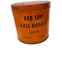 VINTAGE GULF REFINING CO RED TOP AXLE GREASE LIGHT 3 LB CAN  GREAT CONDI... - £87.64 GBP