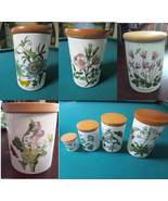 PORTMEIRION ENGLAND CANISTERS AIRTIGHT BOTANICAL HERBS WOOD cover orig P... - $86.64 CAD+