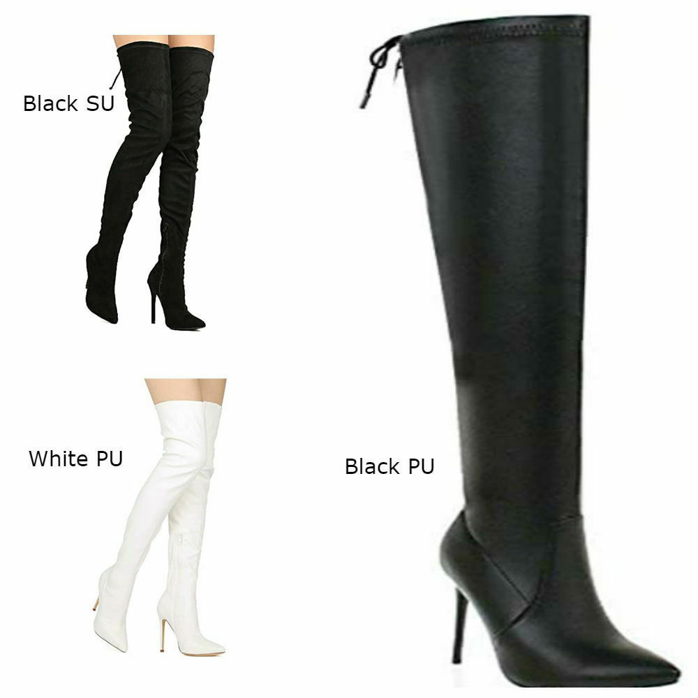Gisele-8 Women's Trendy Pointed Toe Thigh High Stiletto High Heel Boots