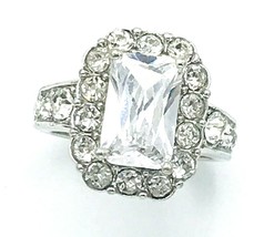 Signed NVC Nataliya V Collister Silver Plated CZ Cocktail Ring Size 6 - £22.10 GBP