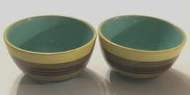 NANCY GREEN (2) Certified Intl Pinata Vintage Striped Turquoise Cereal Bowl 5.5&quot; - £9.75 GBP