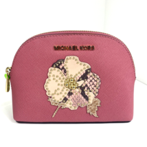 Michael Kors Jet Set Cosmetic Bag Tulip Studded Flower Pink Leather  Small M4 - £56.05 GBP