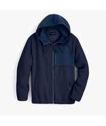 J. Crew Sherpa zip-front Hooded Jacket Size Large Navy - £59.96 GBP