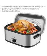  Roaster Oven, Electric Roaster Oven with Glass Lid, Turkey 26 Quart Silver - $204.27 CAD