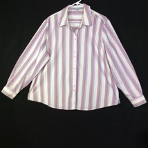 Foxcroft Size 20W Striped Wrinkle Free Shaped Fit Shirt Top White Pink L... - $29.65