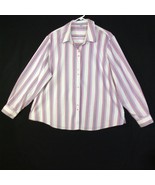 Foxcroft Size 20W Striped Wrinkle Free Shaped Fit Shirt Top White Pink L... - £23.42 GBP