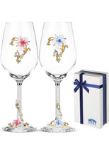 BTaT - Fancy Wine Glasses Floral Wine Glass Set of 2 Flower Wine Glass Decora... - £19.84 GBP