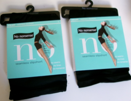 2 No nonsense seamless slip short Size Large Black nylon spandex blend - $17.77