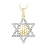 .25ct 14k Yellow Gold Diamond Jewish Star Of David Pendant Necklace 18&quot; - $18,151.99 MXN