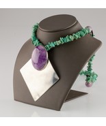 Tulla Booth Sterling Silver Beaded Turquoise and Amethyst Pendant Necklace - £594.95 GBP