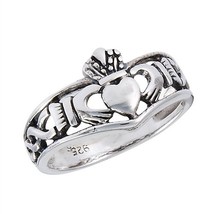 Irish Claddagh Ring Womens 925 Sterling Silver Celtic Knot Wedding Band - £19.97 GBP