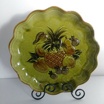 Vintage 1966 Los Angeles Potteries Green Pineapple Fruit Party Platter  - £30.89 GBP