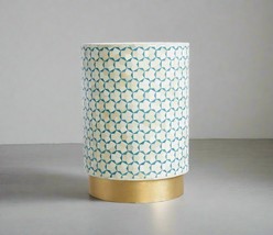 Luxurious Bone inlay targua pattern with brass base on wooden round End ... - $8,424.03 MXN+