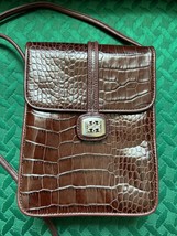 BRIGHTON One World - Smooth &amp; Croc Embossed Leather - Crossbody Bag GORG... - $52.50