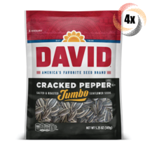 4x David Jumbo Cracked Pepper Sunflower Seed Bags 5.25oz Let&#39;s get CRACK... - £15.59 GBP