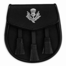 Scottish Black Day Sporran Kilt Bag for Men Thistle Badge Kilt Accessory - £19.92 GBP