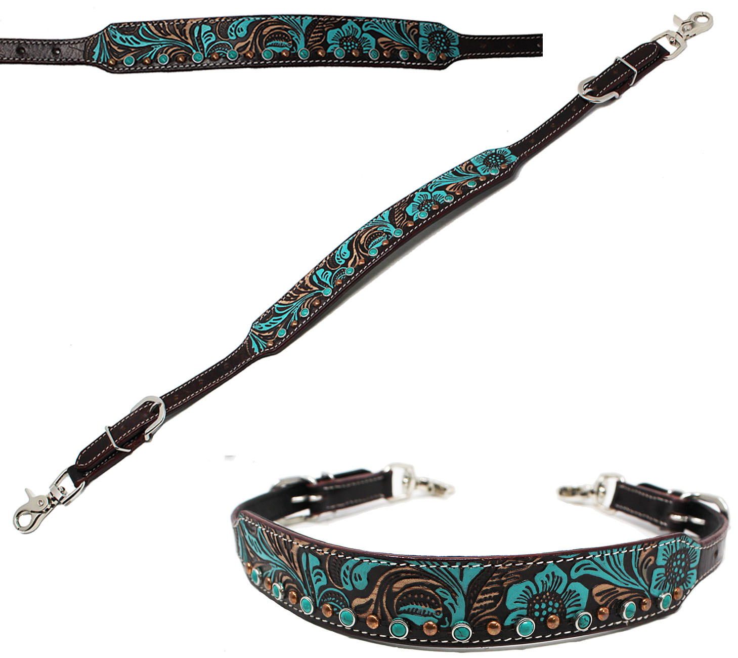 Western  Tack Floral Tooled Leather Wither Breast Collar Strap  10502 - $26.72