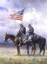Tribute by Martin Grelle Western Military Veterans Horse Soldiers American Flag - £115.75 GBP