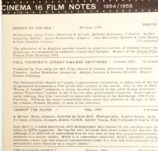 1955 Cinema 16 Film Notes Sunday By The Sea Railway Switchman Original N... - €18,02 EUR