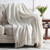 Bedsure Throw Blanket for Couch – Cream White Versatile KnitWoven Chenille - £34.36 GBP