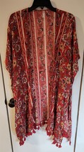 Womens XS/S Xhilaration Red Multicolor Open Kimono Robe - £14.79 GBP
