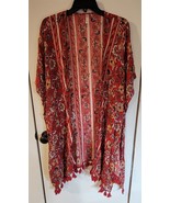 Womens XS/S Xhilaration Red Multicolor Open Kimono Robe - £14.79 GBP