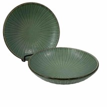 Pfaltzgraff Naturewood Serenity Green Dragonfly Cereal Soup Bowls - Set of 2 EUC - £30.66 GBP