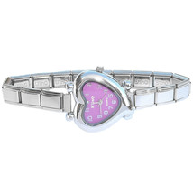 Lavender Curvy Heart Italian Charm Bracelet Watch Quartz Movement WW420L... - £12.16 GBP